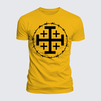 Luxe Mercerized Cotton Tee - Jerusalem Cross Barbed Wire