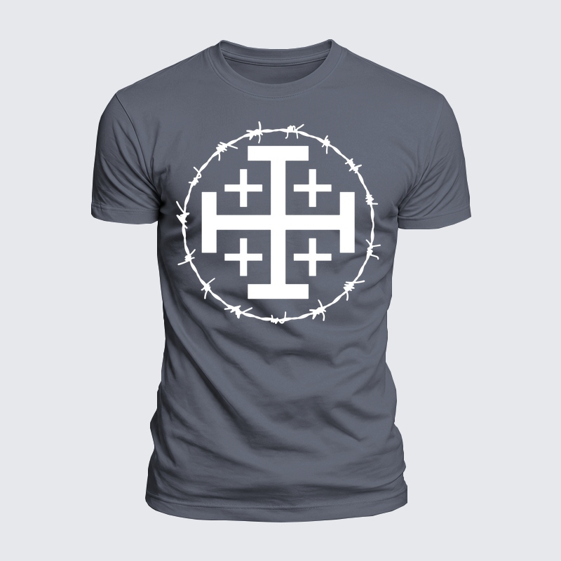 Luxe Mercerized Cotton Tee - Jerusalem Cross Barbed Wire