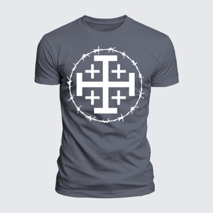 Luxe Mercerized Cotton Tee - Jerusalem Cross Barbed Wire