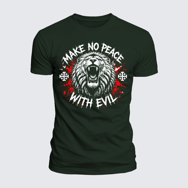 Luxe Mercerized Cotton Tee - Make No Peace with Evil Jerusalem Cross Lion