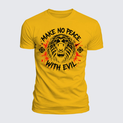 Luxe Mercerized Cotton Tee - Make No Peace with Evil Jerusalem Cross Lion