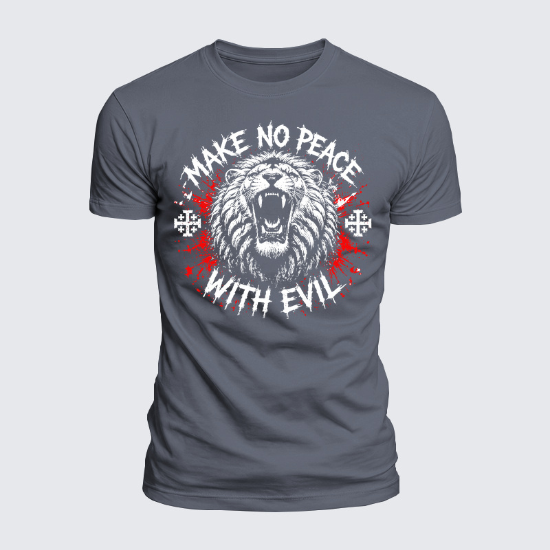 Luxe Mercerized Cotton Tee - Make No Peace with Evil Jerusalem Cross Lion