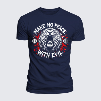 Luxe Mercerized Cotton Tee - Make No Peace with Evil Jerusalem Cross Lion