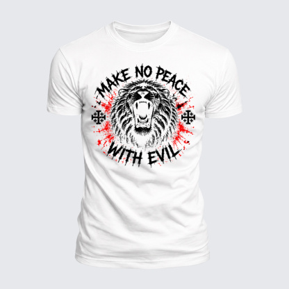 Luxe Mercerized Cotton Tee - Make No Peace with Evil Jerusalem Cross Lion