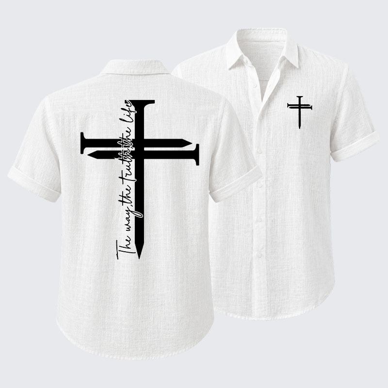 Jesus The Way The Truth The Life Cross Short Sleeve Shirt