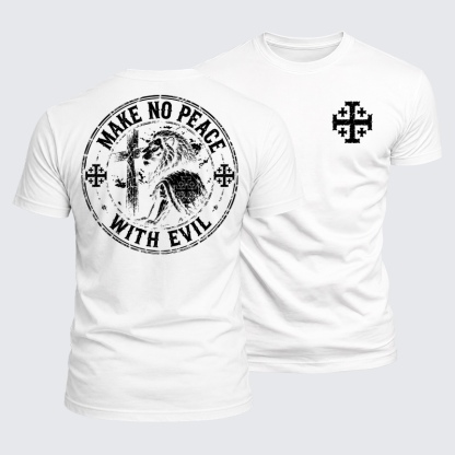 Luxe Mercerized Cotton Tee - Make No Peace with Evil Jerusalem Cross Lion
