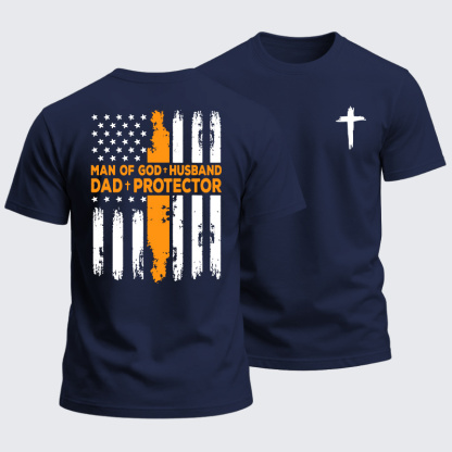 Heavyweight Cotton Tee - Man Of God Husband Dad Protector