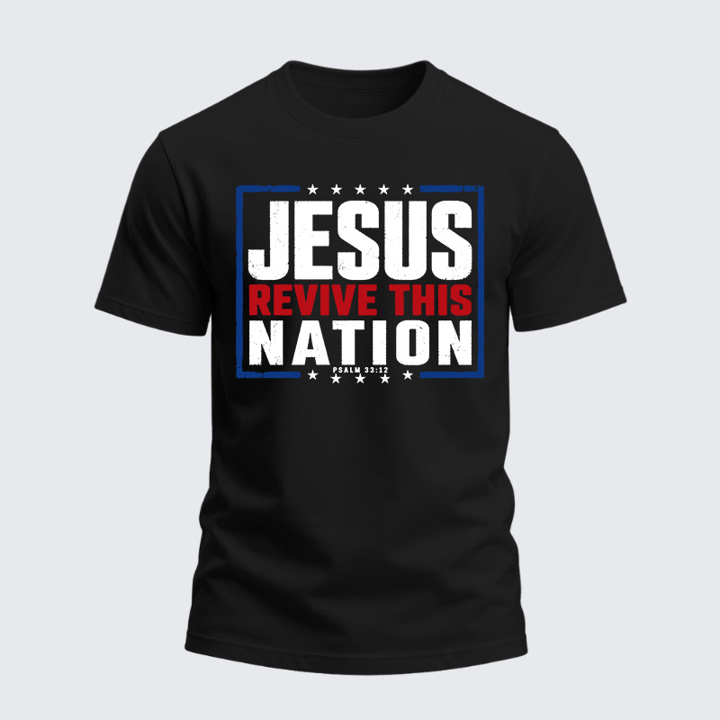Heavyweight Cotton Tee - Jesus Revive This Nation