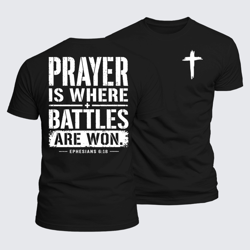 Luxe Mercerized Cotton Tee - Prayer Is Where Battles Are Won