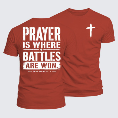Luxe Mercerized Cotton Tee - Prayer Is Where Battles Are Won