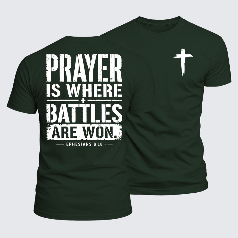 Luxe Mercerized Cotton Tee - Prayer Is Where Battles Are Won