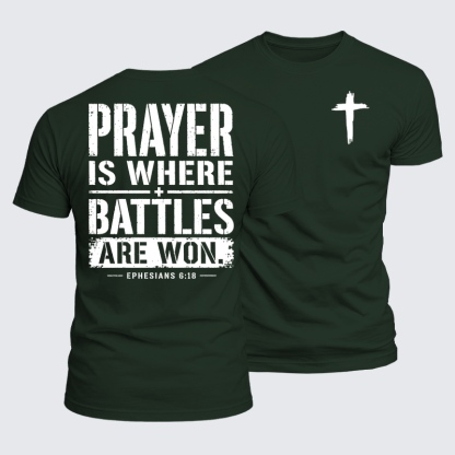 Luxe Mercerized Cotton Tee - Prayer Is Where Battles Are Won
