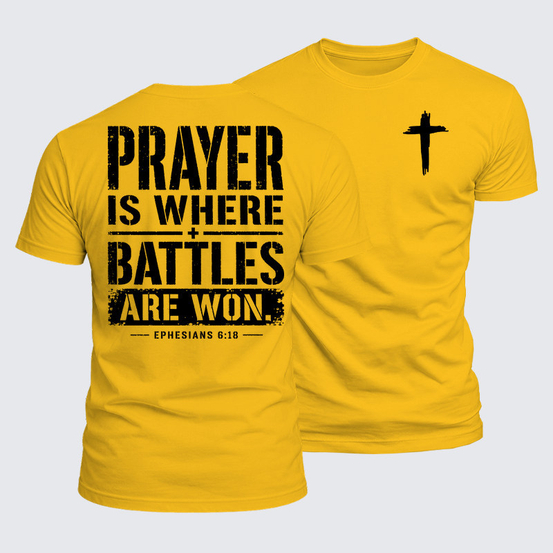 Luxe Mercerized Cotton Tee - Prayer Is Where Battles Are Won