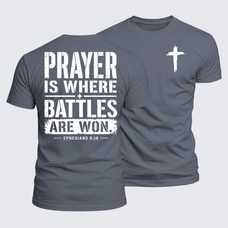 Luxe Mercerized Cotton Tee - Prayer Is Where Battles Are Won