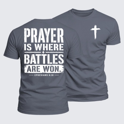 Luxe Mercerized Cotton Tee - Prayer Is Where Battles Are Won