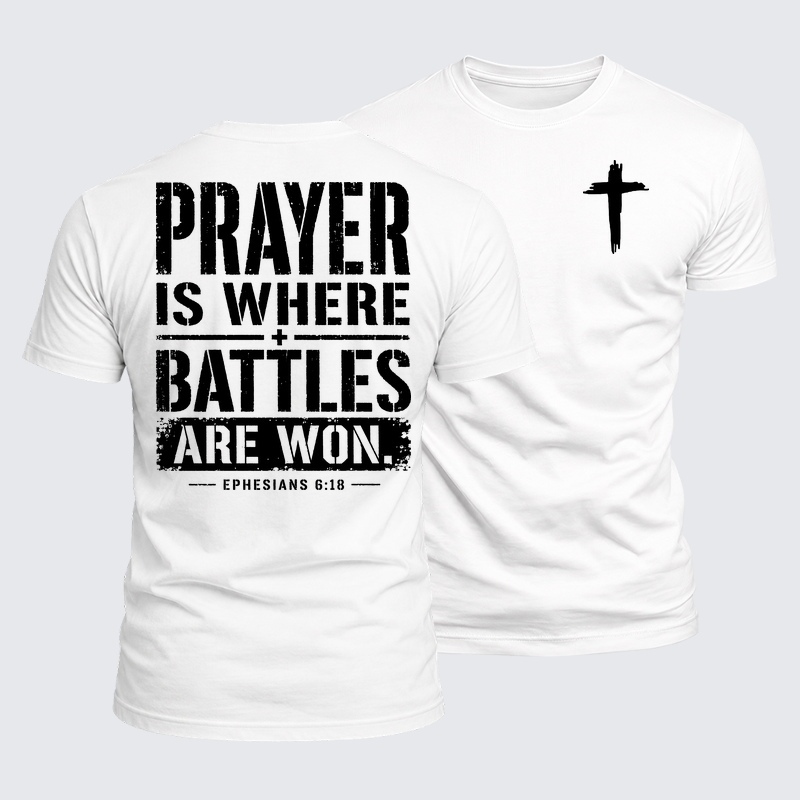 Luxe Mercerized Cotton Tee - Prayer Is Where Battles Are Won