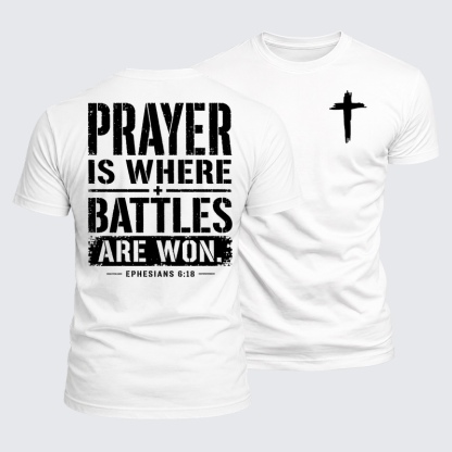 Luxe Mercerized Cotton Tee - Prayer Is Where Battles Are Won