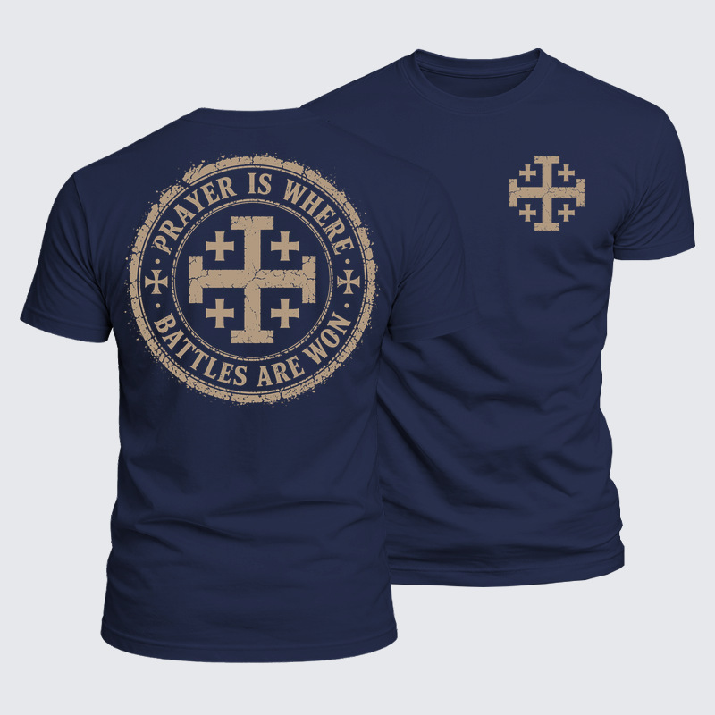 Luxe Mercerized Cotton Tee - Prayer Is Where Battles Are Won