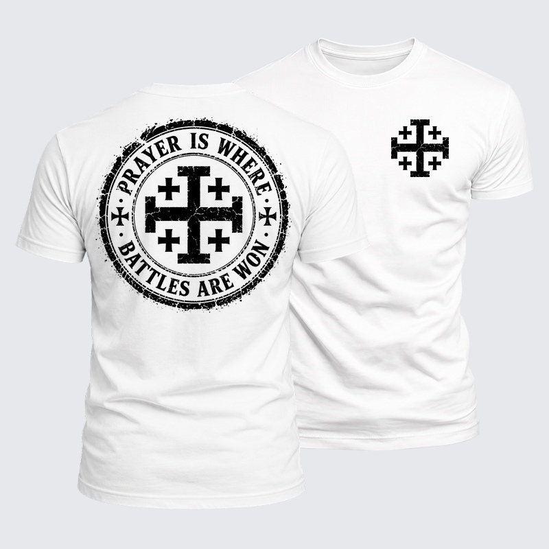 Luxe Mercerized Cotton Tee - Prayer Is Where Battles Are Won