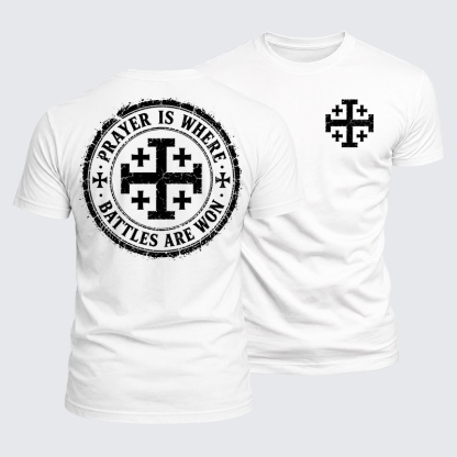 Luxe Mercerized Cotton Tee - Prayer Is Where Battles Are Won