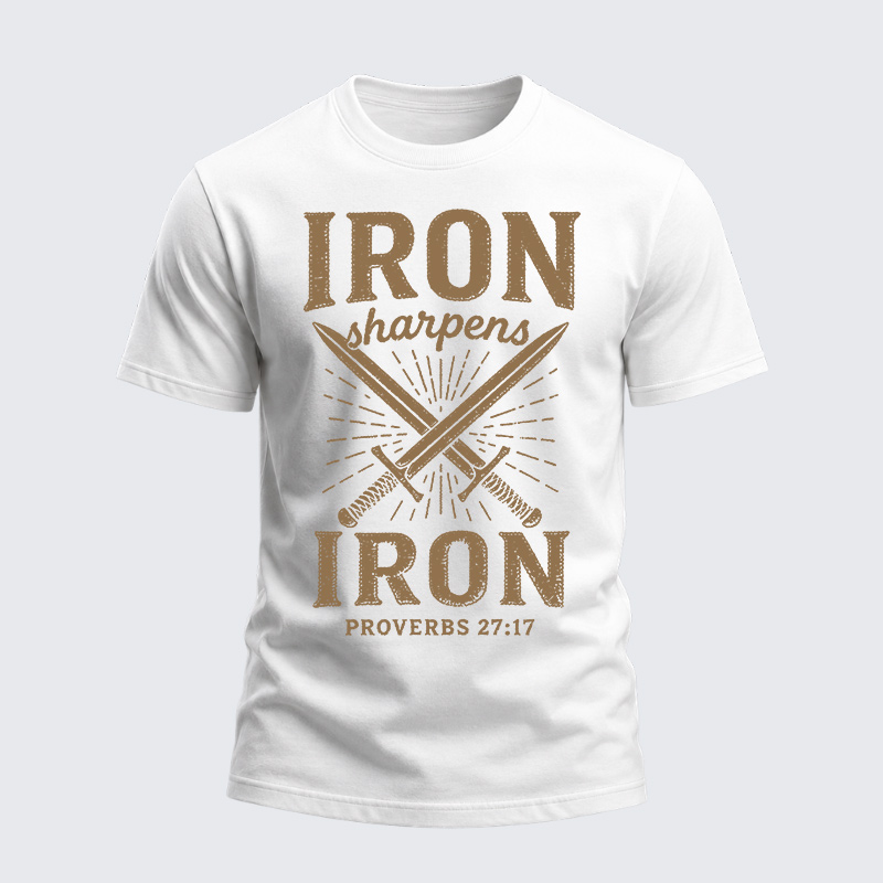 Heavyweight Cotton Tee - Christian Cross Iron Sharpens Iron