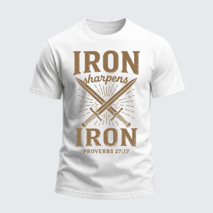 Heavyweight Cotton Tee - Christian Cross Iron Sharpens Iron