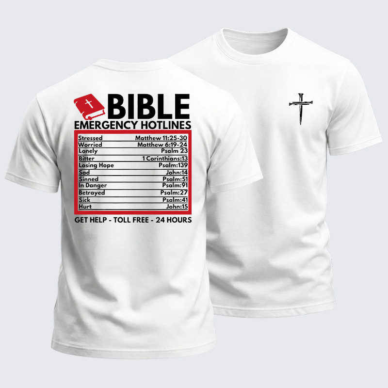 Heavyweight Cotton Tee - Bible Emergency Numbers