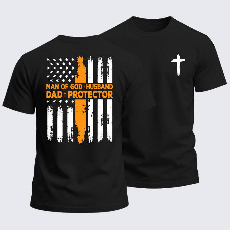 Man Of God Husband Dad Jesus God Christian Cotton T-Shirt