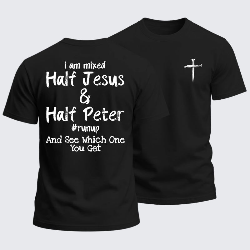 Man Of God Husband Dad Jesus God Christian Cotton T-Shirt