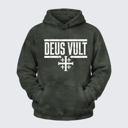 Washed Hoodie - Deus Vult