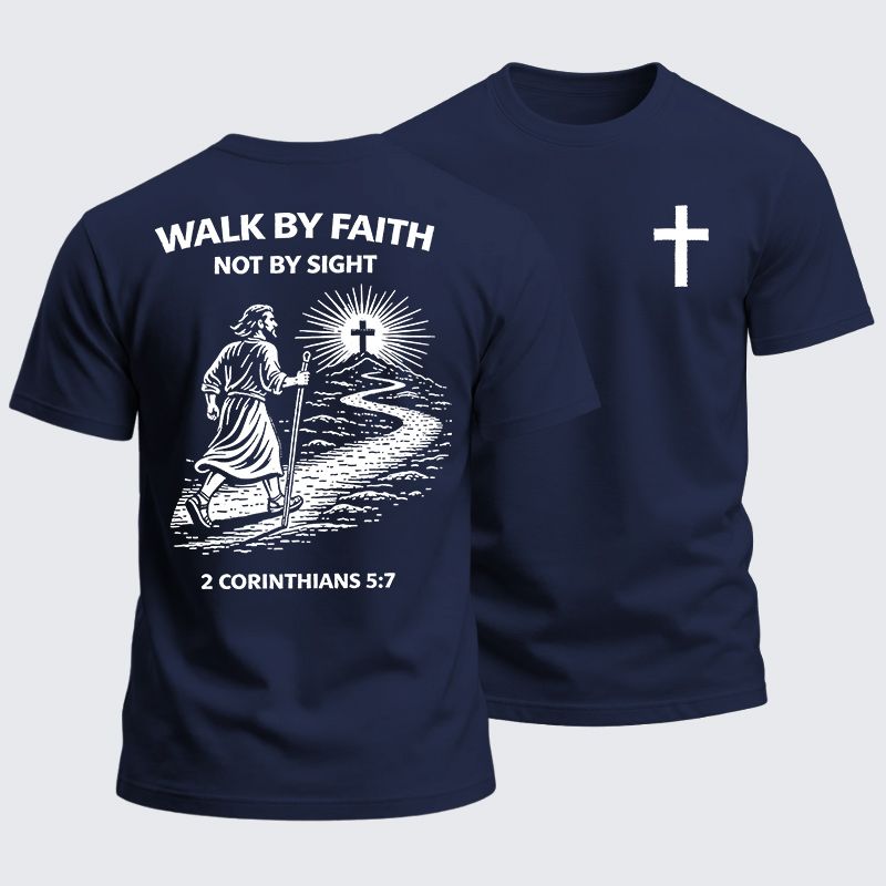 Heavyweight Cotton Tee - We Walk By Faith Not By Sight