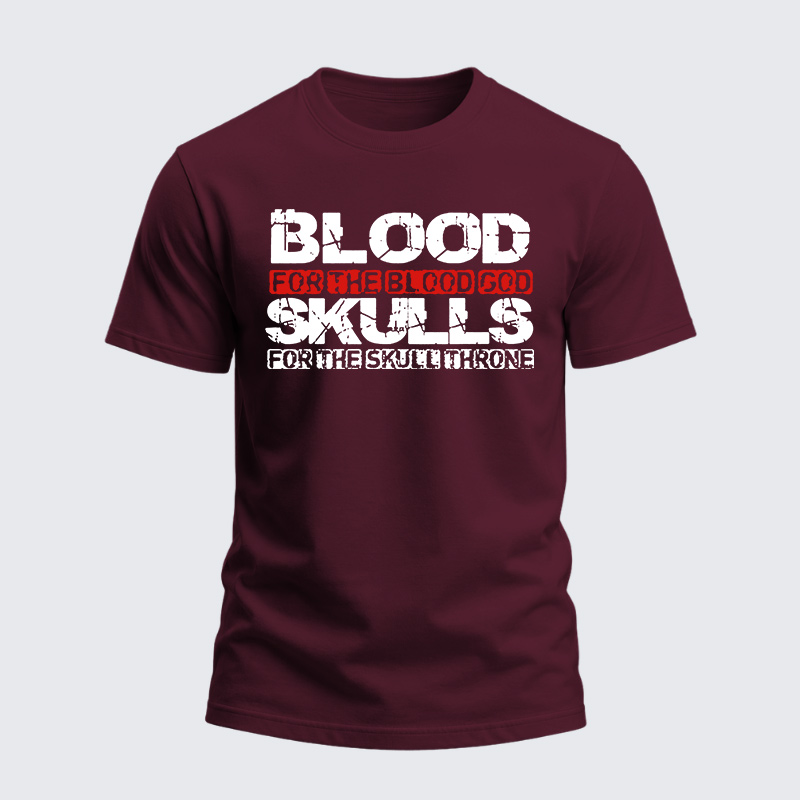Heavyweight Cotton Tee - Blood For The Blood God Skulls For The Skull Throne