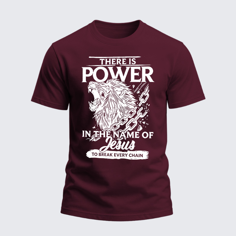 Heavyweight Cotton Tee - There Is Power In The Name Of Jesus To Break Every Chain