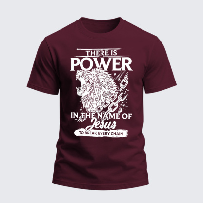 Heavyweight Cotton Tee - There Is Power In The Name Of Jesus To Break Every Chain