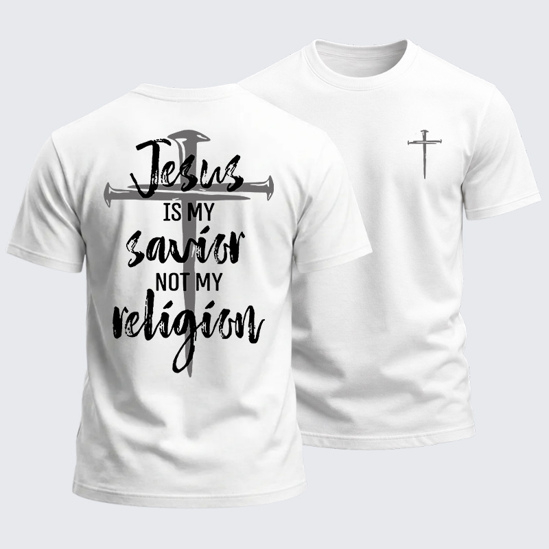 Heavyweight Cotton Tee - Jesus Is My Savior Not My Religion