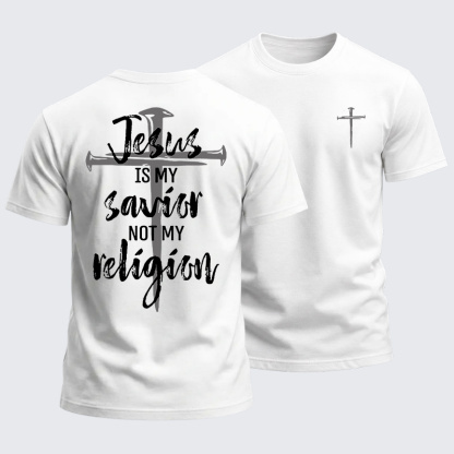 Heavyweight Cotton Tee - Jesus Is My Savior Not My Religion