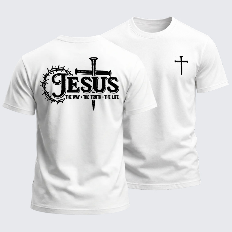 Heavyweight Cotton Tee - Jesus The Way The Truth The Life