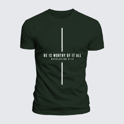 Luxe Mercerized Cotton Tee - He Is Worthy Of It All Cross