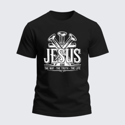 Heavyweight Cotton Tee - Jesus The Way The Truth The Life