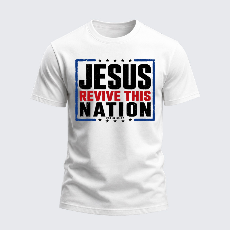 Heavyweight Cotton Tee - Jesus Revive This Nation