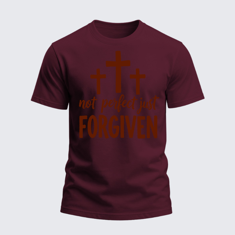 Heavyweight Cotton Tee - Christian Cross Not Perfect Just Forgiven