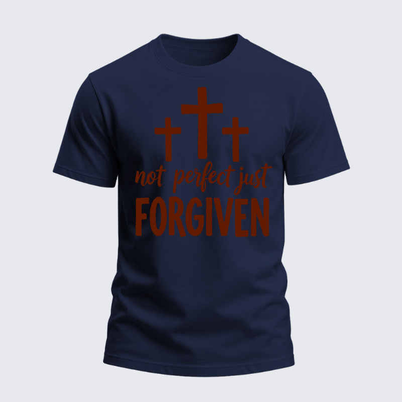 Heavyweight Cotton Tee - Christian Cross Not Perfect Just Forgiven
