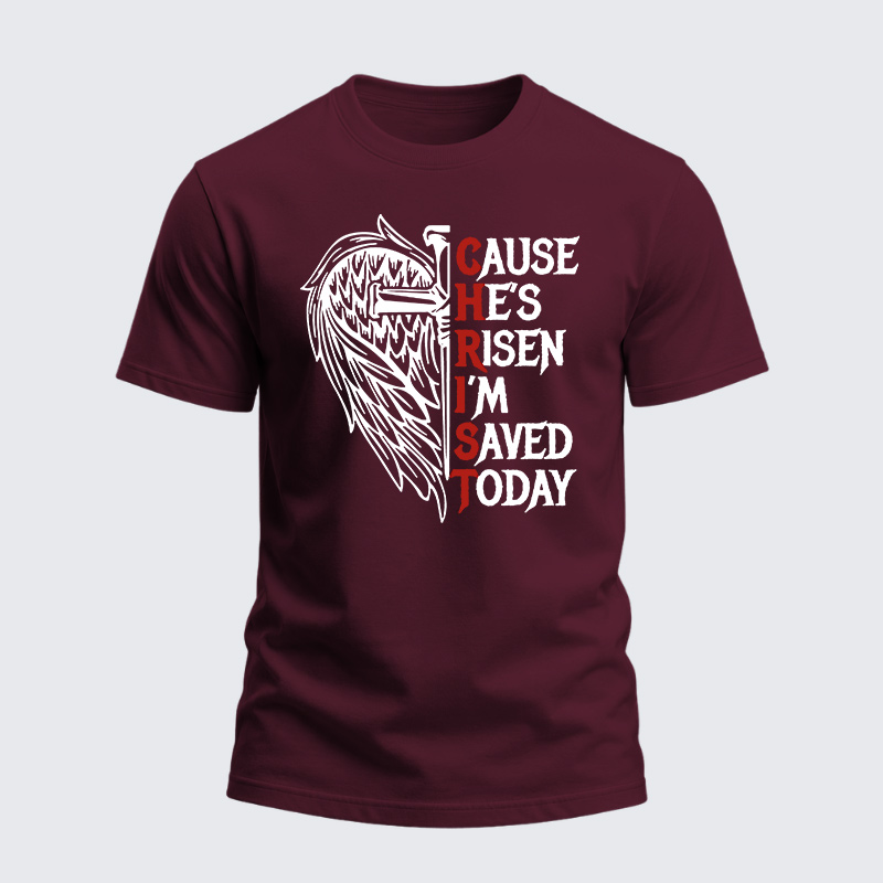 Heavyweight Cotton Tee - Cause He's Risen I'm saved Today