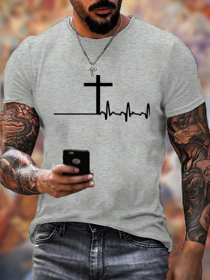 ECG Cross Cotton Crew Neck T-shirt