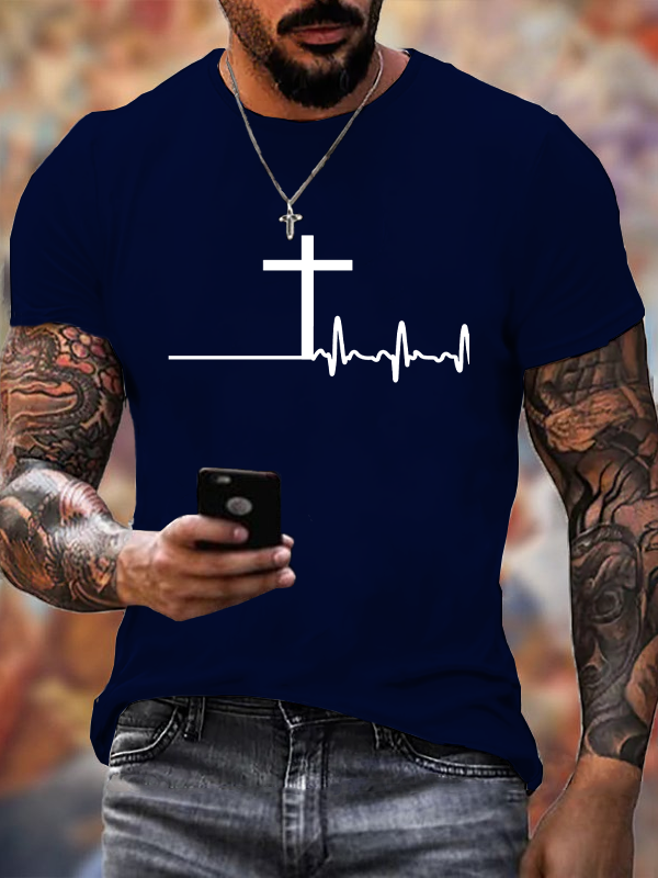 ECG Cross Cotton Crew Neck T-shirt