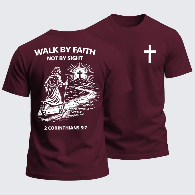 Heavyweight Cotton Tee - We Walk By Faith Not By Sight