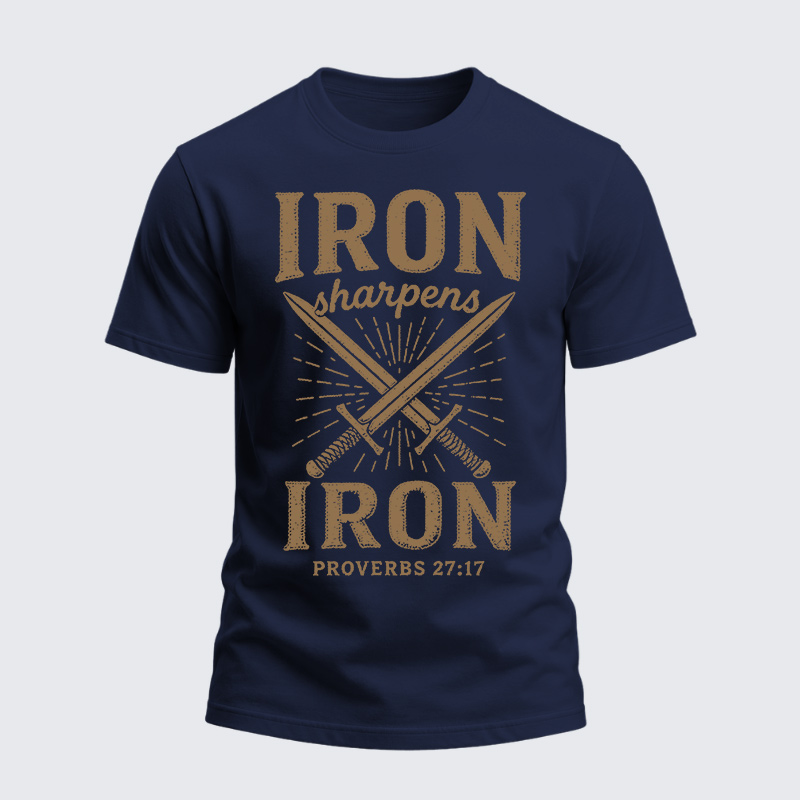 Heavyweight Cotton Tee - Christian Cross Iron Sharpens Iron
