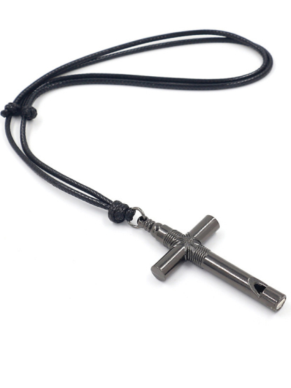 Fashionable Gun Color Survival Whistle Tactical Punk Hip Hop Whistle Necklace