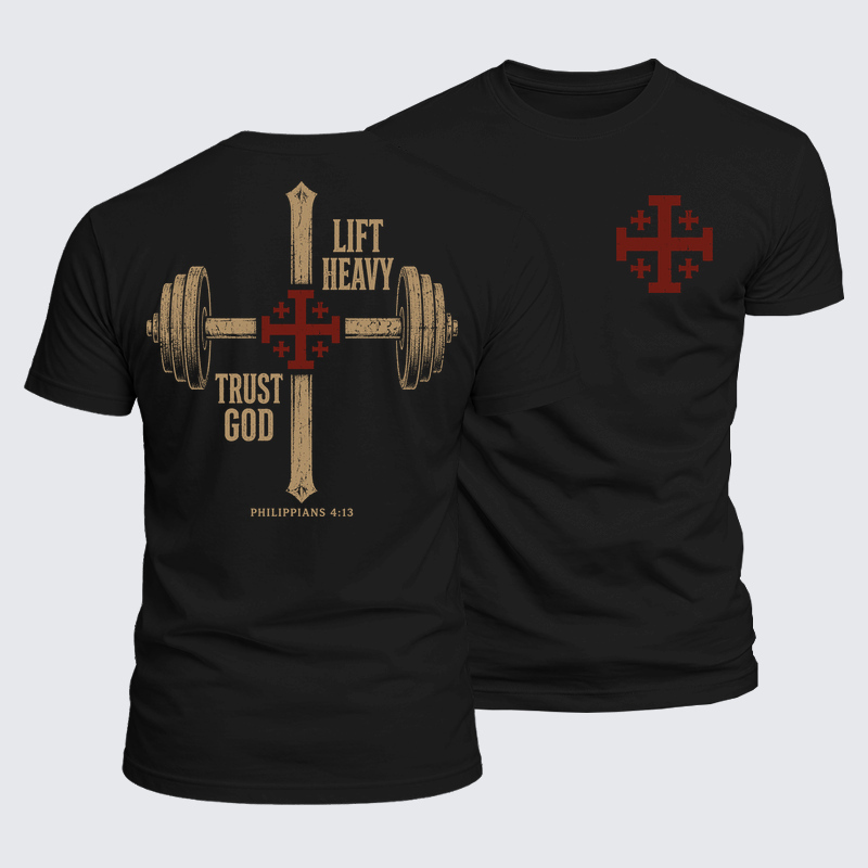 Man Of God Husband Dad Jesus God Christian Cotton T-Shirt