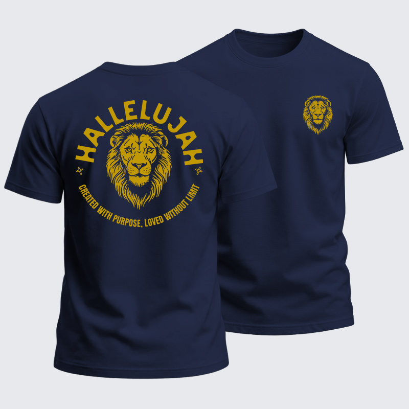 Heavyweight Cotton Tee - Hallelujah Lion of Purpose